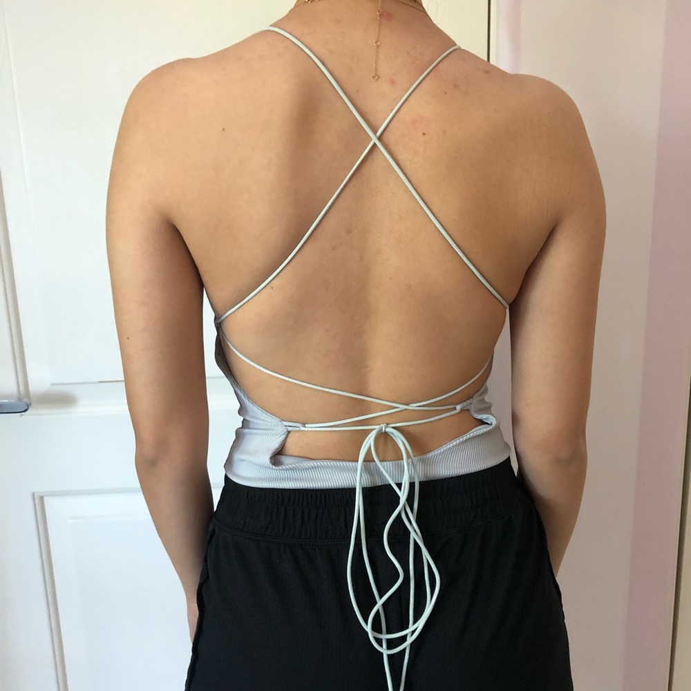 square cut lace up back bodysuit - Picture 8 of 8